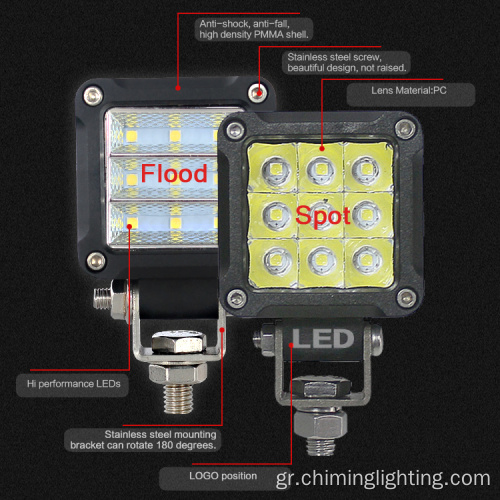 2 &quot;ίντσες 15W Offroad Lights Square Square Forepless Led Led Led LED LED LED LED LED